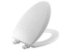Bemis 1500EC 146 Almond Elongated Molded Wood Toilet Seat with Easy-Clean & Change Hinge and Bemis 1500EC 390 Lift-Off Wood Elongated Toilet Seat, Cotton White (Pack of 1), see pictures