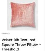 2pk Velvet Rib Textured Square Throw Pillow - 24"x24" Pink Threshold