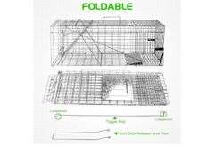 SZHLUX 32" Live Animal Cage Trap, Heavy Duty Folding Raccoon Traps, Humane Cat Trap for Stray Cats, Raccoons, Squirrel, Skunk, Mole, Groundhog, Armadillo, Rabbit, Catch and Release
