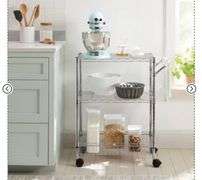 3 Tier Metal Utility Cart Chrome - Brightroom™: Rolling Kitchen Storage with Adjustable Shelves, Steel, 32.38" Height