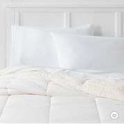 (3) Faux Shearling Washed Microfiber Reversible Comforter - Room Essentials, navy blue, white and grey, see pictures