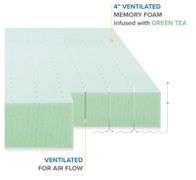 4 Inch Ventilated Memory Foam Mattress Topper with Calming Green Tea Infusion, CertiPUR-US Certified, KING