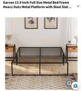 Garvee 13.9 Inch Full Size Metal Bed Frame Heavy Duty Metal Platform with Steel Slat Support with Metal King Bed Platform with Wooden Headboard and Footboard Noise Free No Box Spring Needed