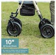 ELENKER All-Terrain Rollator Walker with 10” Rubber Wheels, Padded Seat & Backrest, Under-seat Basket for Seniors (Champagne)