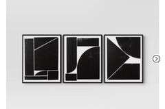 READ! (Set of 3) 16" x 20" Alignment Framed Wall Canvas Set - Threshold™: Modern Geometric Digital Art, Sawtooth Back