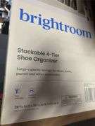 4 Tier Laminate Stackable Shoe Cubby White - Brightroom™: Shoe Rack Organizer, Holds 20 Pairs, Wood Laminate, Freestanding