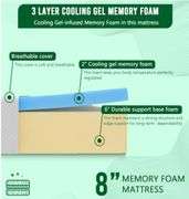 8 Inch Twin Mattress, Gel Memory Foam, White, Plush, CertiPUR-US Certified, Breathable, Pressure Relief