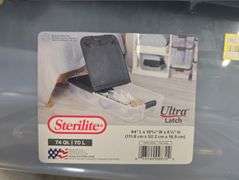 Sterilite 74qt Ultra Clear Under Bed Latch Box Clear Base Flat Gray Lid and Latches: Portable Storage, Stackable, Plastic