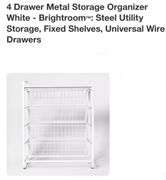 4 Drawer Metal Storage Organizer White - Brightroom™: Steel Utility Storage, Fixed Shelves, Universal Wire Drawers
