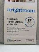 Set of 2 Zipper Fabric Storage Cubes Gray - Brightroom, small