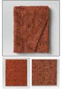 (2) Threshold 60x50" Marled Boucle Textured Wool Cozy Throw Blanket, Orange and Burgundy