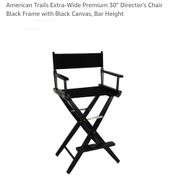 American Trails Extra-Wide Premium 30" Director's Chair Black Frame with Black Canvas, Bar Height