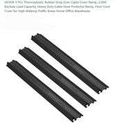 VEVOR 3 PCs Thermoplastic Rubber Drop Over Cable Cover Ramp, 2,000 lbs/axle Load Capacity, Heavy Duty Cable Hose Protector Ramp, Floor Cord Cover for High Walking Traffic Areas Home Office Warehouse