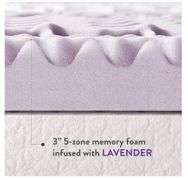 3 Inch 5-Zone Memory Foam Mattress Topper, Soothing Lavender Infusion, Dorm Essentials, Twin