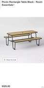READ!! Picnic Rectangle Table Black - Room Essentials