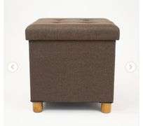 Humble Crew Brown Collapsible Cube Storage Ainsley Ottoman Foot Stool with Tray