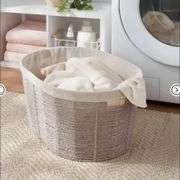 Twisted Paper Rope Oval Laundry Basket - Brightroom™: Gray, Removable Liner