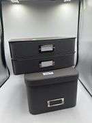 2 Drawer Decorative Fabric Box Charcoal - Brightroom: Rectangle, Paper & Polyester, Spot Clean, 6"x10"x13" AND Medium Decorative Fabric Box Charcoal - Brightroom™: Rectangle Storage, 7" H x 13" D x 10