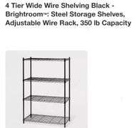 4 Tier Wide Wire Shelving Black - Brightroom™: Steel Storage Shelves, Adjustable Wire Rack, 350 lb Capacity