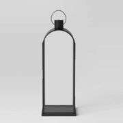 Threshold Metal Portable Lantern Tempered Glass Pillar Candle, (Black)  Tall