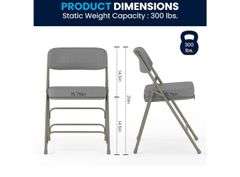 Flash Furniture Hercules Series Metal Folding Chair with Cushioned Seat, Fabric Upholstered Event Chair with 300-lb. Static Weight Capacity, Gray 2pc