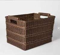 Rectangle Rattan Decorative Basket Dark Brown - Threshold™ designed with Studio McGee: FSC Certified Wicker Storage, Spot Clean