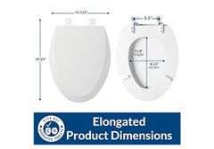 Bemis 1500EC 146 Almond Elongated Molded Wood Toilet Seat with Easy-Clean & Change Hinge and Bemis 1500EC 390 Lift-Off Wood Elongated Toilet Seat, Cotton White (Pack of 1), see pictures