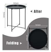 Garden 4 you End Table Outdoor Side Table, Small Patio Table Metal Side Table, Round Folding Side Table, for Outdoor and Living Room,Black