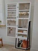 Jewelry Cabinet with Mirror - Brightroom™: Full-Length Organizer, MDF, Rectangle, White, 60.75" Height, 5 Pieces