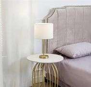 GLOBE Electric 67539 19" Table Lamp, Matte Gold, White Linen Shade, On/Off Switch on Socket, 5-Foot Plug-in Cord, Minimalist Light for Living Room, Bedroom, or Kitchen, E26 Base, Timeless
