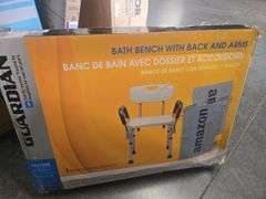 Essential Medical Supply Height Adjustable Shower and Bath Bench with Back, Padded Arms and Textured Seat