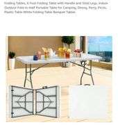 6 Foot Folding Table with Handle and Steel Legs