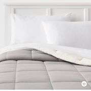 (3) Faux Shearling Washed Microfiber Reversible Comforter - Room Essentials, navy blue, white and grey, see pictures