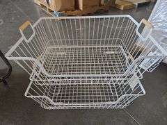 (2) Stacking Wire Laundry Basket with Wooden Handles