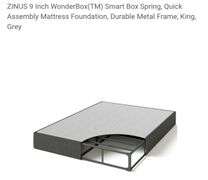 ZINUS 9 Inch WonderBox(TM) Smart Box Spring, Quick Assembly Mattress Foundation, Durable Metal Frame, King, Grey