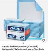 Chucks Pads Disposable [200-Pack] Underpads 23x36 Incontinence Chux Pads