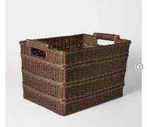 Rectangle Rattan Decorative Basket Dark Brown - Threshold™ designed with Studio McGee: FSC Certified Wicker Storage, Spot Clean