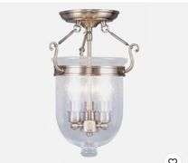 Livex Jefferson 3 Light 10 inch Antique Brass Semi-Flush Mount Ceiling Light