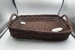 Rattan Decorative Tray with Leather Handles Dark Brown - Threshold™ designed with Studio McGee
