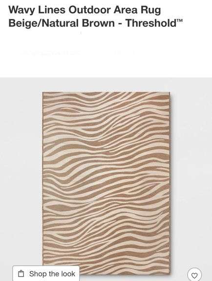READ!! Wavy Lines Outdoor Area Rug Beige/Natural Brown - Threshold 7'x10'