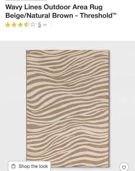 READ!! Wavy Lines Outdoor Area Rug Beige/Natural Brown - Threshold 5'x7'