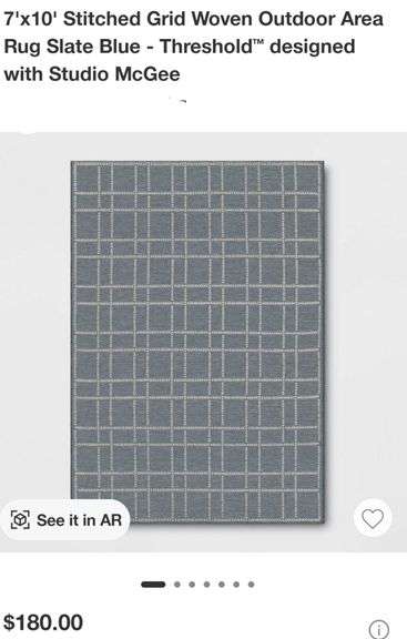 Stitched Grid Woven Outdoor Area Rug Slate Blue - Threshold™ designed with Studio McGee 7'x10'