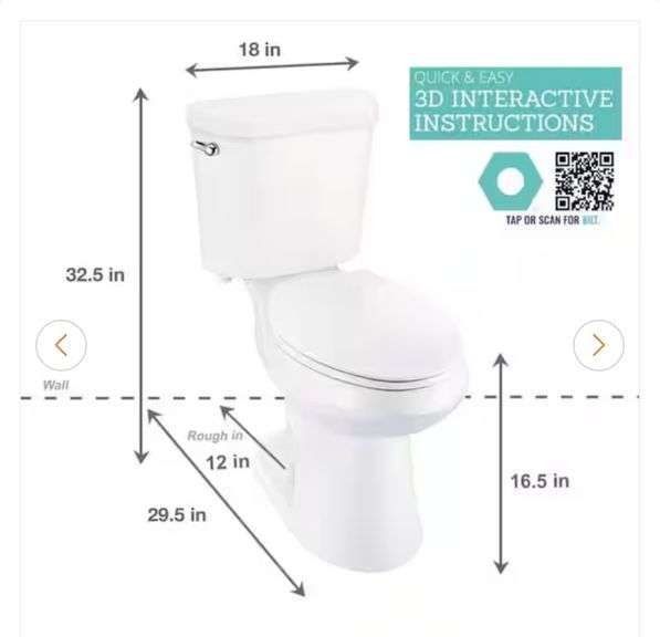 Glacier Bay

12 inch Rough In Two-Piece 1.28 GPF Single Flush Elongated Toilet in Biscuit Seat Included