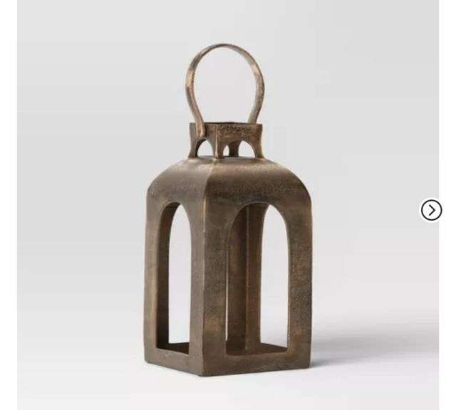 Pillar Cast Aluminum Lantern Candle Holders Gold - Threshold™