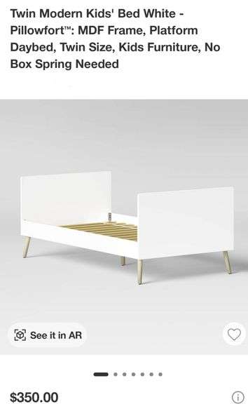 Pillowfort Twin Modern Bed White