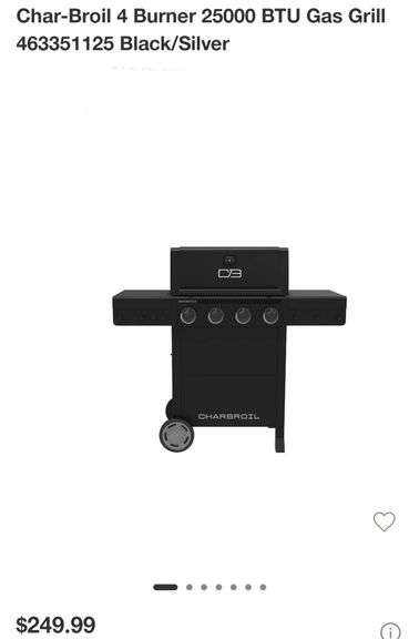 Char-Broil 4 Burner 25000 BTU Gas Grill 463351125 Black/Silver