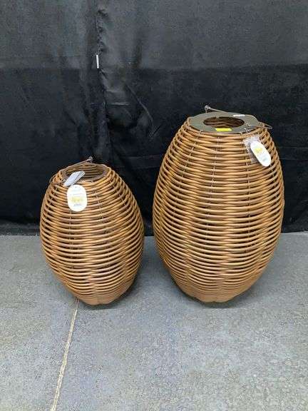 2 large decorative porch decor vases