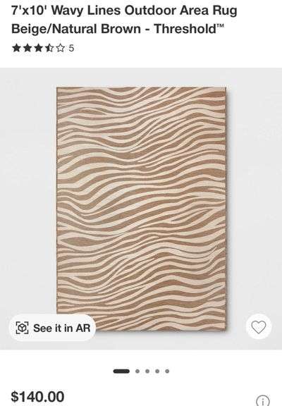 Wavy Lines Outdoor Area Rug Beige/Natural Brown - Threshold 7'x10'