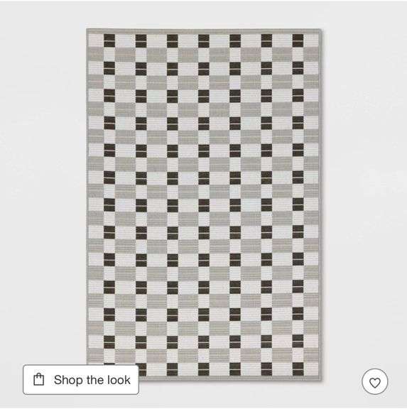 3’11”x5’5” Checkered Rectangle Linear Geo Outdoor Area Rug - Room Essentials™