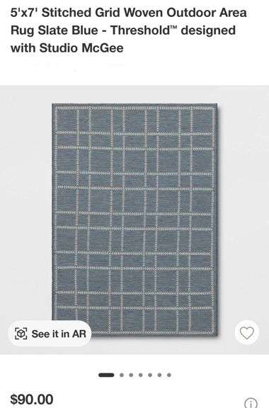 Stitched Grid Woven Outdoor Area Rug Slate Blue - Threshold™ designed with Studio McGee 5'x7'
